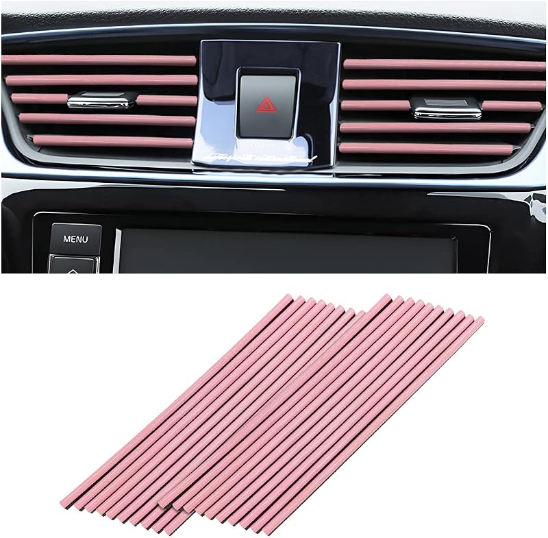 Friso decorativo para saída de ar automotiva 8sanlione em PVC com acabamento ABS rosa – Kit com 20 unidades