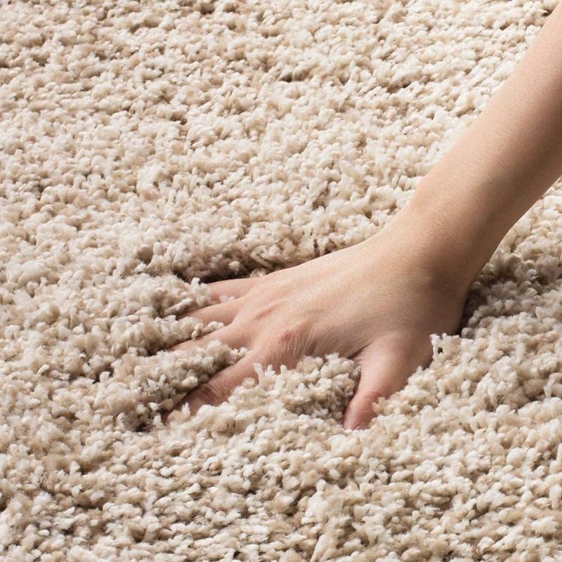 Image of TRANQUIL Polyester Fluffy Fur Rug Shaggy Modern Carpet for Living Room, Bedroom, Guest Room, Kids Room (1.5x4 Feet, Beige)