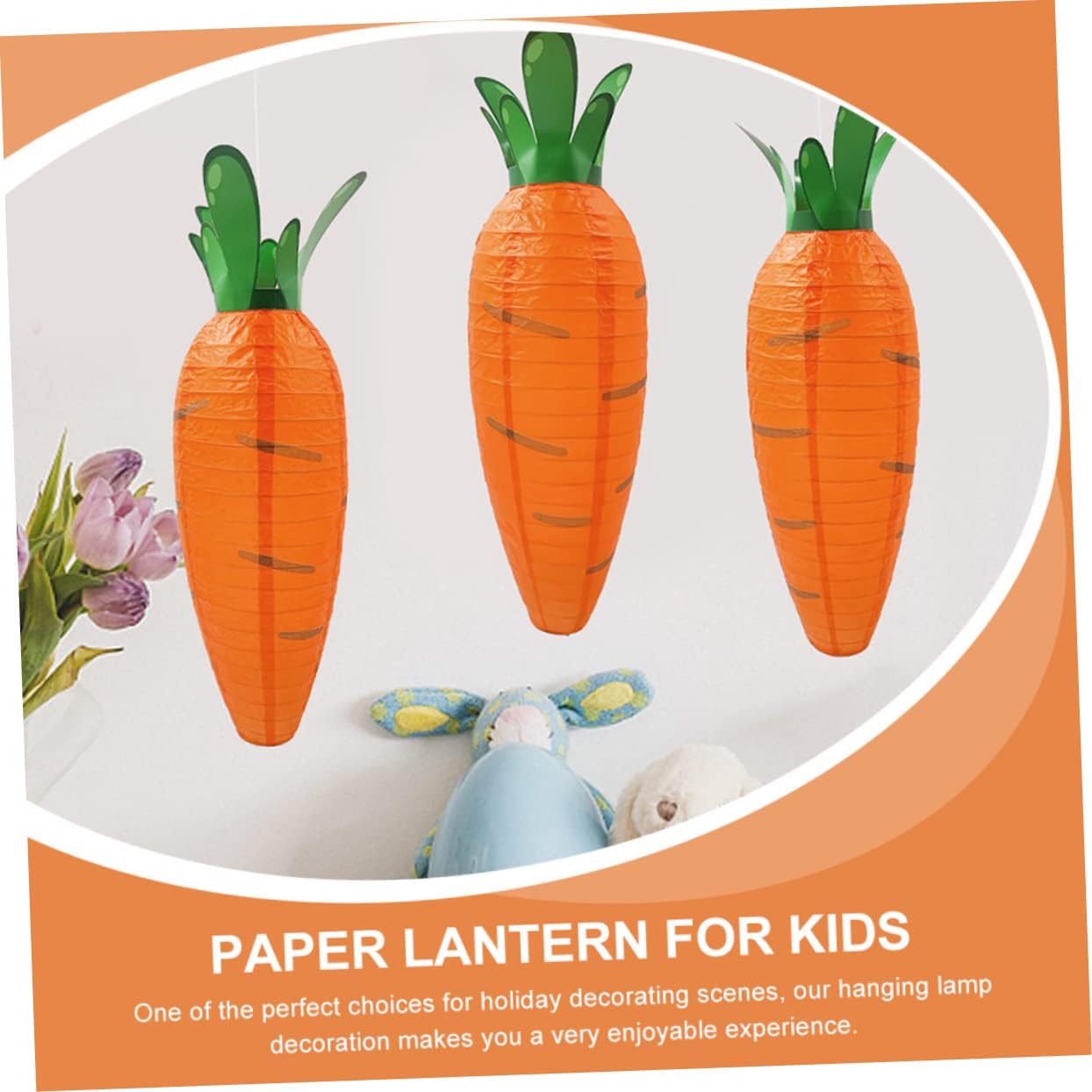 Luxshiny 12pcs Creative Carrot Shaped Paper Lanterns for Easter Folding Hanging Lanterns for Holiday Parties Home Decor and Garden Celebrations