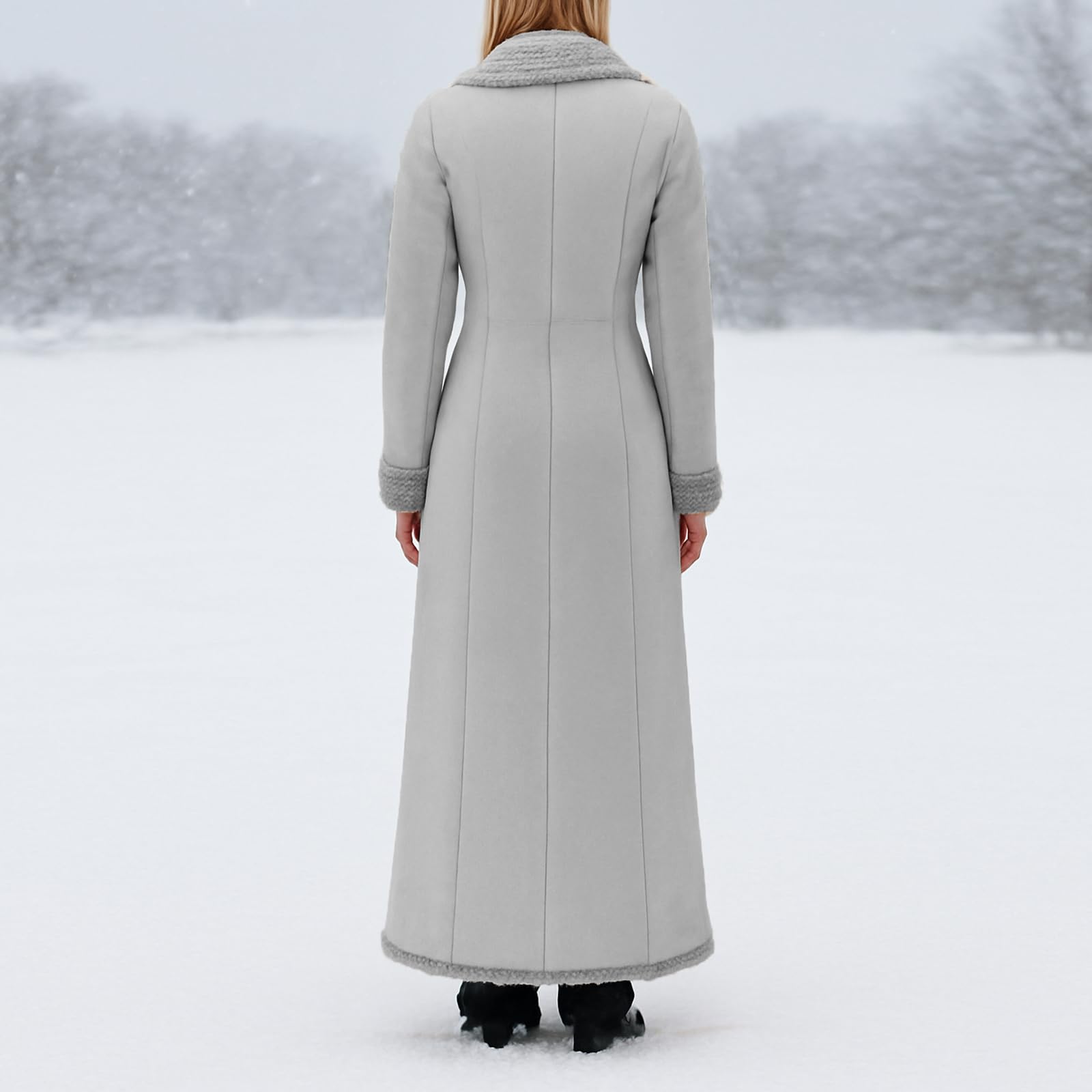 Damen Wintermantel Wildleder Teddyfleece Elegant Revers Open Front Wasserdicht Winddicht Langer Warm Winter