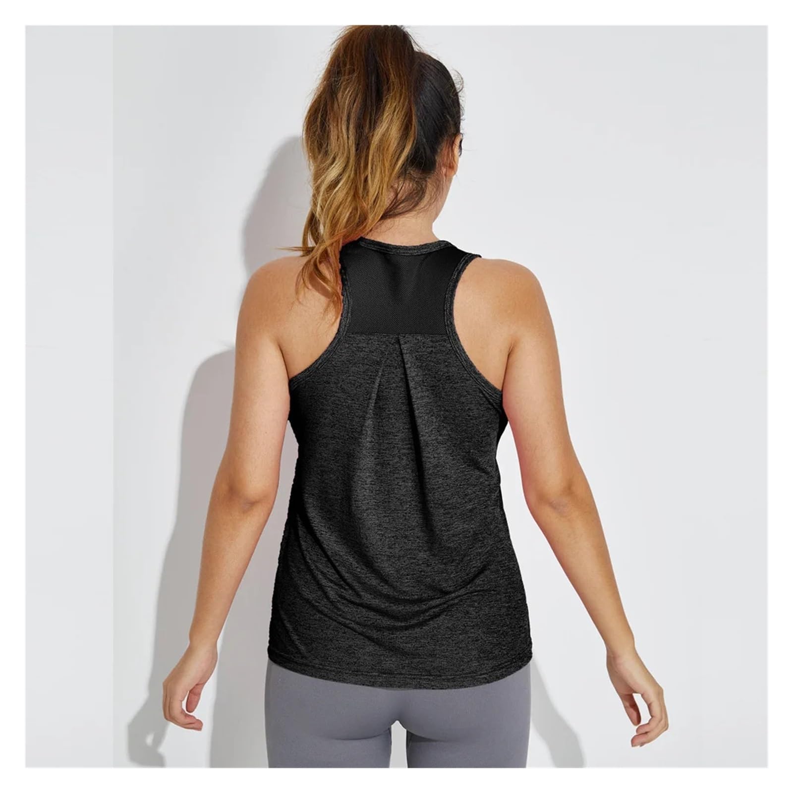 Canotte da Allenamento da Donna Gilet Fitness Yoga Camicetta Sportiva Tinta Unita Collant Sportivi da Donna Gilet da Allenamento Push up da Donna(Black,XL)