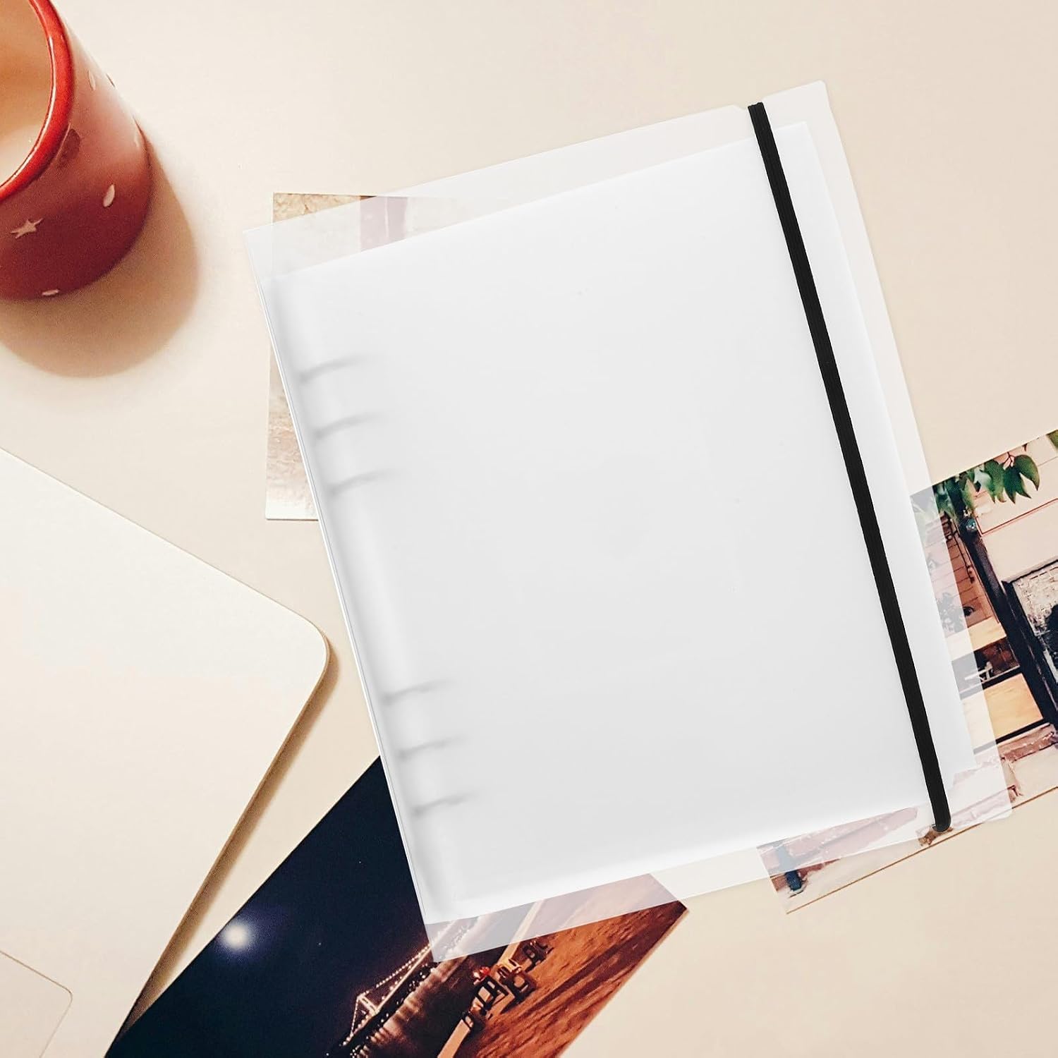 Compact A5 Photo Binder with Plastic Round Rings Minimalistic Stylish Appearance with Ample Storage Space for Organizing and Greeting Card Albums