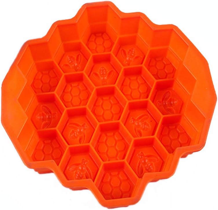 Honeycomb Silicone Soap Mold | 19-Hole Baking Cake Mold Bakeware for Family or Friends Party (Orange, 9-Inch)