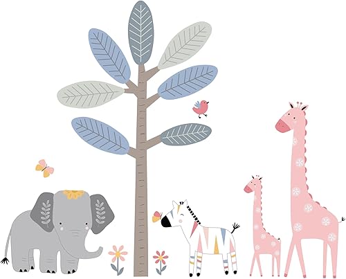 Lambs & Ivy Jazzy Jungle Elephant/Zebra/Jirafa/Tree - Calcomanías de pared disponible en Yaxa Colombia