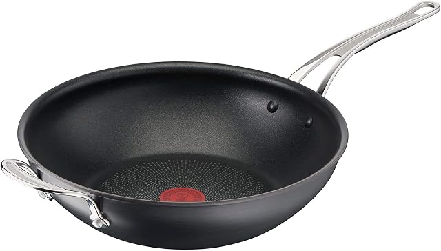 Tefal Jamie Oliver Cooks Classics Wok Pan, 30cm, Non-Stick, Oven-Safe, Induction, Riveted Handle, Hard Anodised Aluminium, H9128844, Black