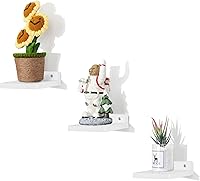 Vista 10 de Estantes flotantes pequeños, repisas de exhibición, juego de 6 mini estantes, estante de madera rústica para dormitorio, sala de estar, cocina