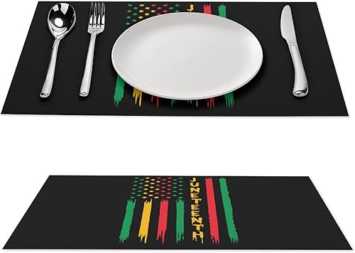 Juneteenth Pride African American Independence Day Freedom Placemats Set of 6 PCS Washable Table Runner Place Mats Holiday Decorations for Kitchen