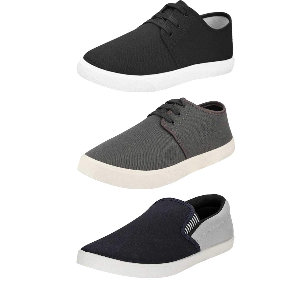 Aircum Mens Combo Pack of 3 Casual Shoes (Loafers & Sneakers Shoes) (Black - Grey - Grey, Numeric_9) (B08GKTY49F) Amazon Price History, Amazon Price Tracker