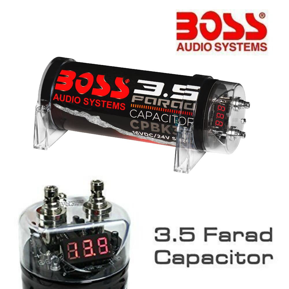 1 CONDENSATEUR Compatible avec Boss Audio Systems CPBK3.5 Noir 3,5 Farad pour systèmes jusqu'à 3500 rms 1 2 3 4 5 10 condensateur, 1 pièce