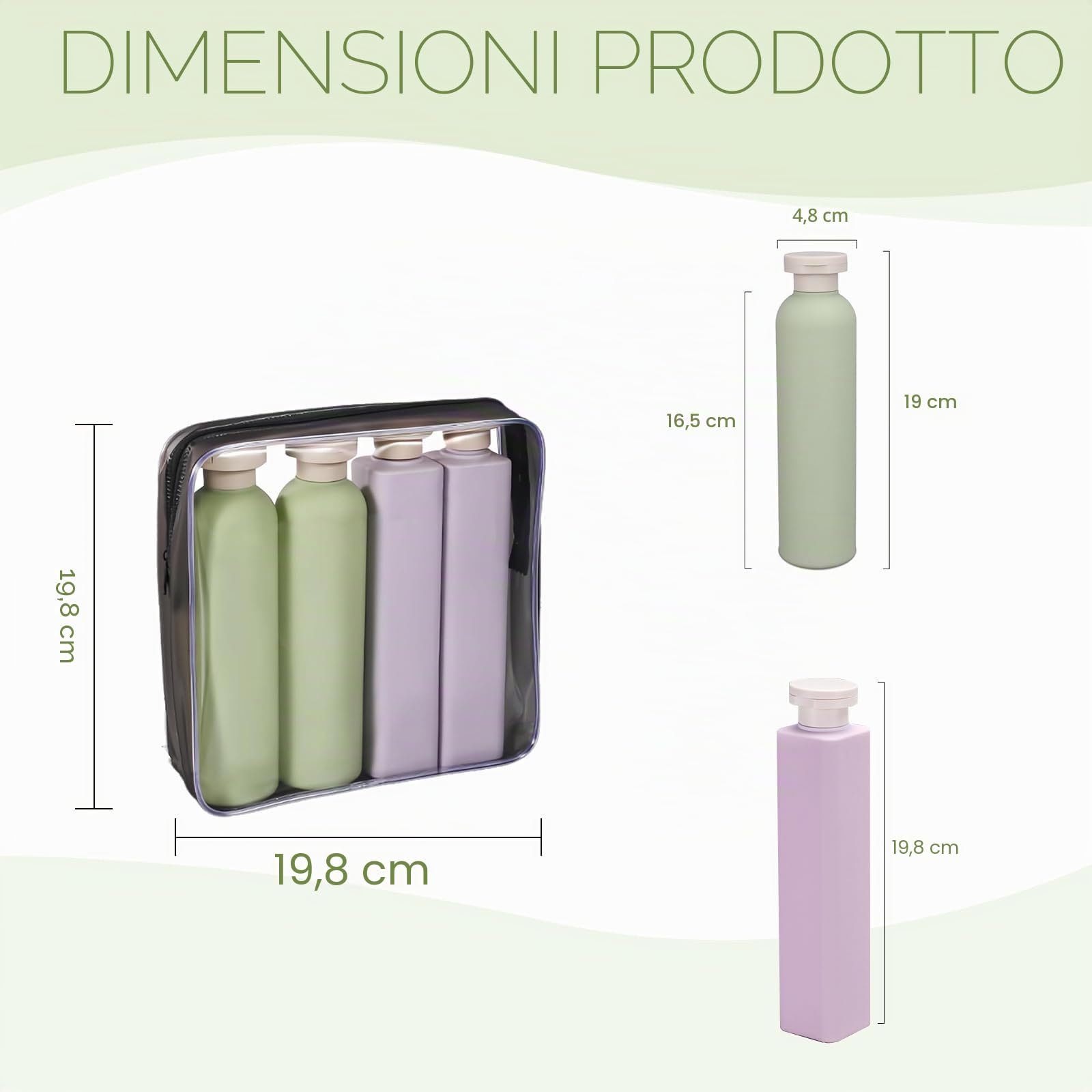 Flaconi da Viaggio set da Viaggio Riutilizzabileda 4 Pezzi Facile da Perdere 260ml/250ml Facile da Riempire Boccette da Viaggio può Essere Riempito con Shampoo gel Doccia Lozione
