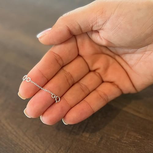 Miniatura 2 de Cadena de seguridad de pulsera de plata de ley de 0.039in, longitudes disponibles de 1 pulgadas, 2 pulgadas, 3 pulgadas, cadena de seguridad para tu