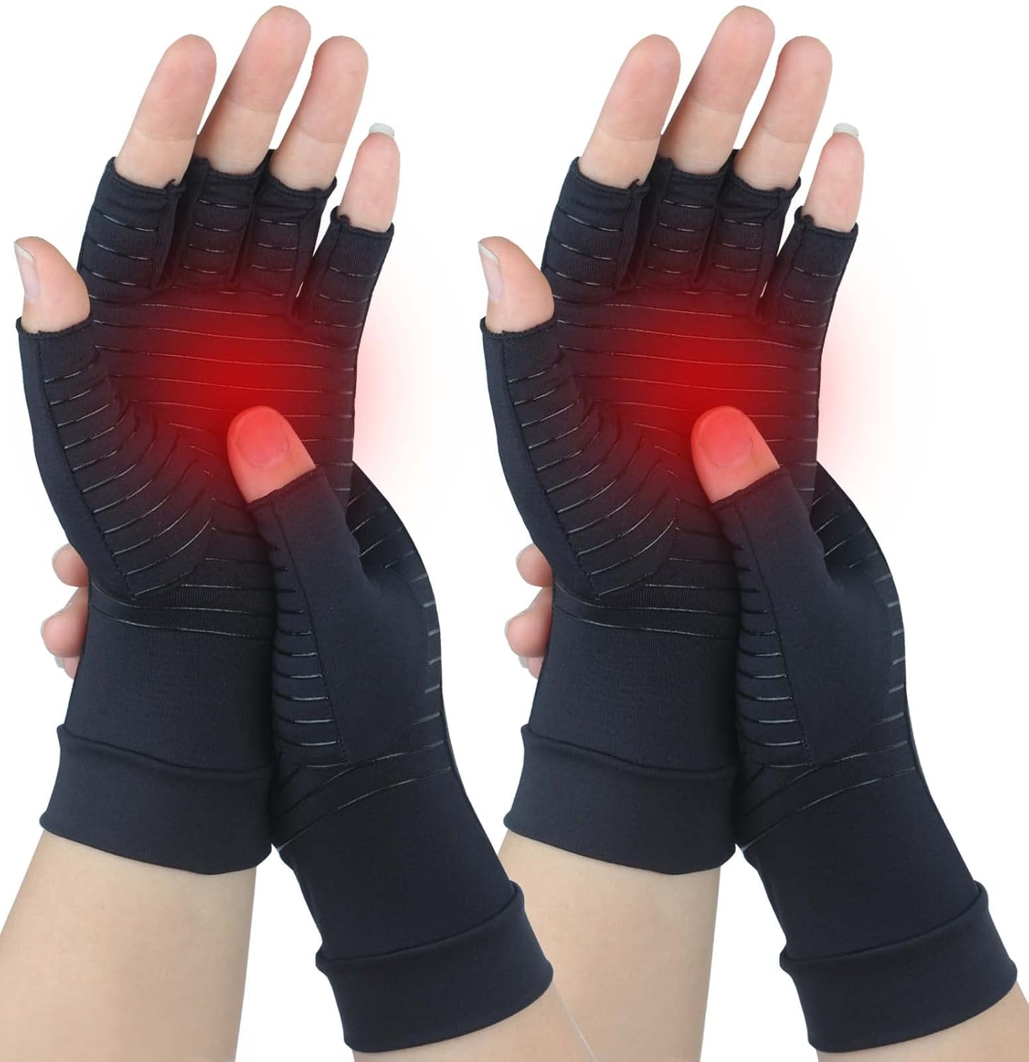 2Pairs Compression Gloves for Arthritis for Women Men, Copper Arthritis