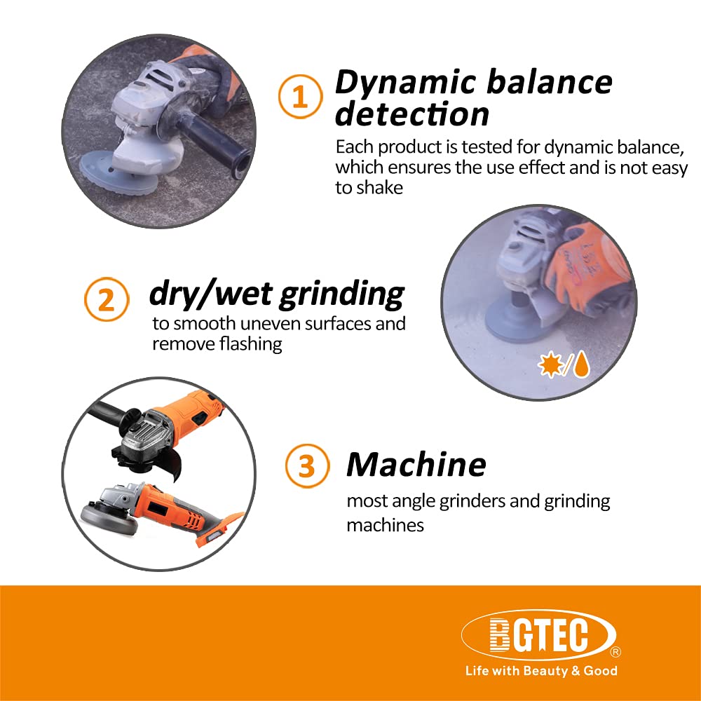 Mola diamantata per superficie a tazza, BGTEC 2 pezzi Disco per smerigliatrice diamantata in cemento Turbo Row da 125 mm con filettatura M14 per smerigliatrice angolare, cemento granito pietra marmo