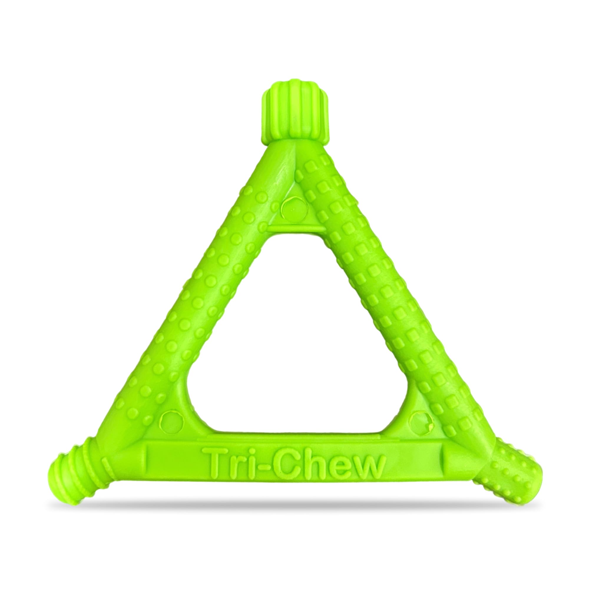 Tri Chew - Child Oral Motor Tool, Chewy Tubes for Sensory Kids, Autism Chew Tools, Stimulates Gums, Tongue & Lips, Triangular Grip, Dishwasher Safe, Firm Green Teether