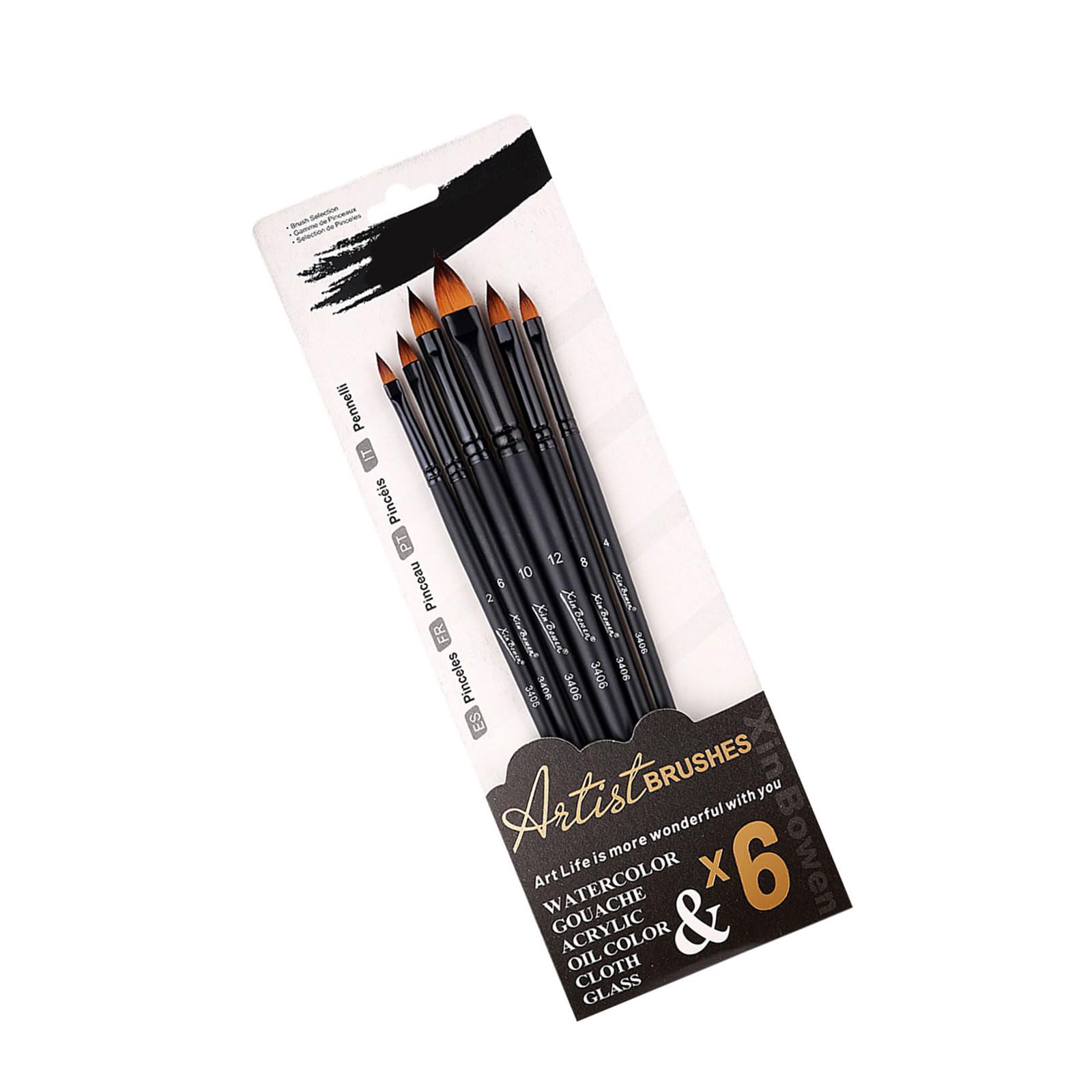6 Pcs Artists Brushes Set Watercolor Paint Brushes Painting Detail Brush Multifunctional Nylon Hair Painting
