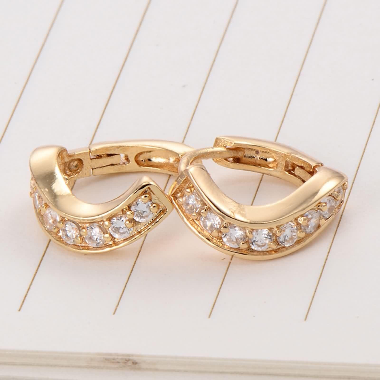 AMDXD Pendientes de aro para mujer de oro amarillo 585 de 14 quilates con moissanita, pendientes de aro de oro Au585 para mujer pequeños