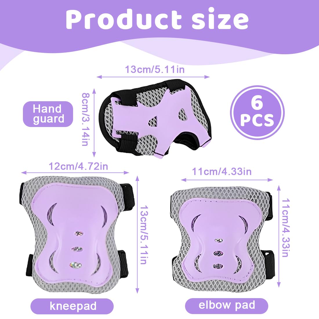 PHYNDR Kit de protección para niños, 6 en 1 Ginocchiere, Basura, Tutor Pulso Proteczioni Set, Equipo de protección regulable para skateboard, scooter y rollerblade — view 2