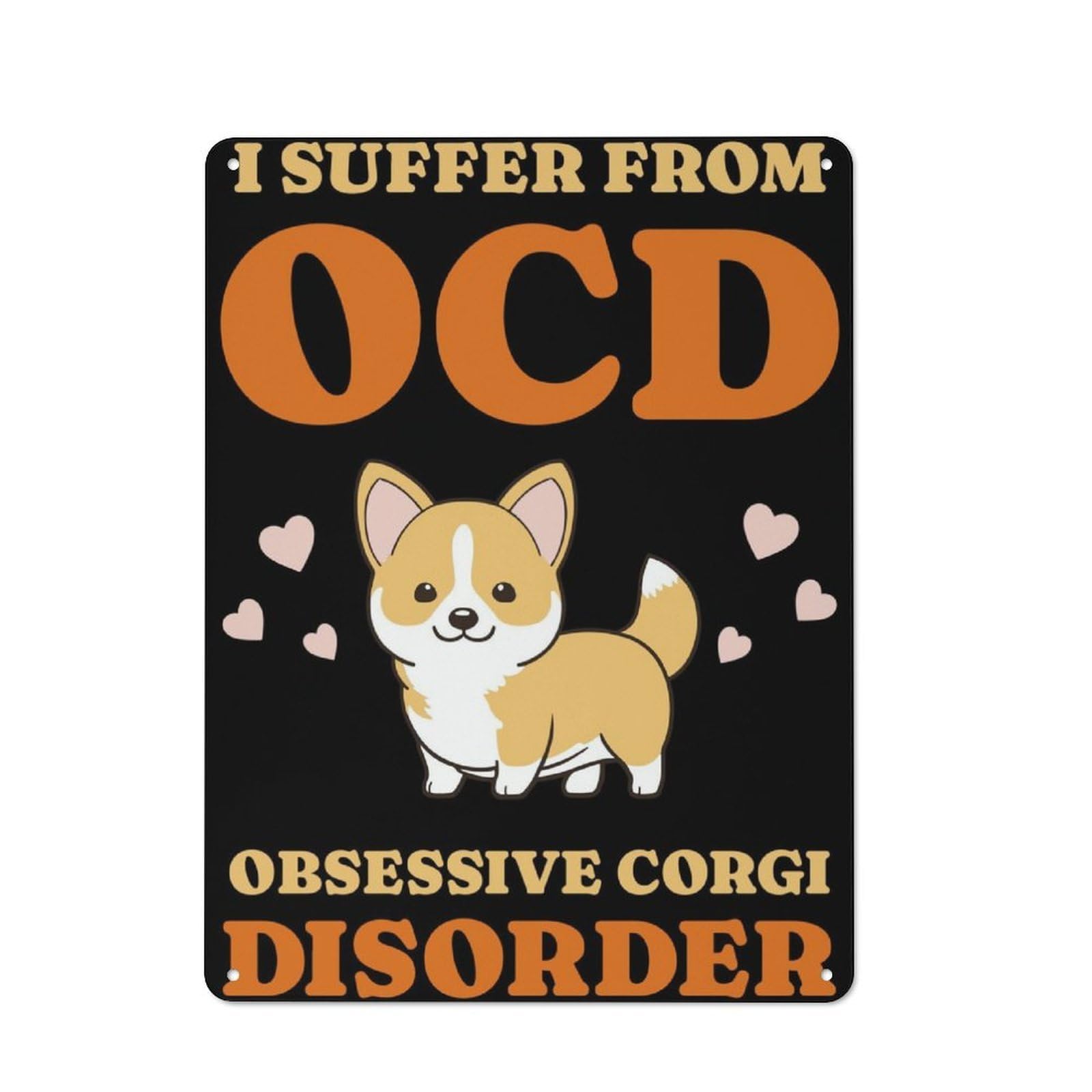 Junmoney Corgi Dog Lover Printed Metal Sign 40X30cm For Pub Or Café, With Clear Industrial Wall Decor Character