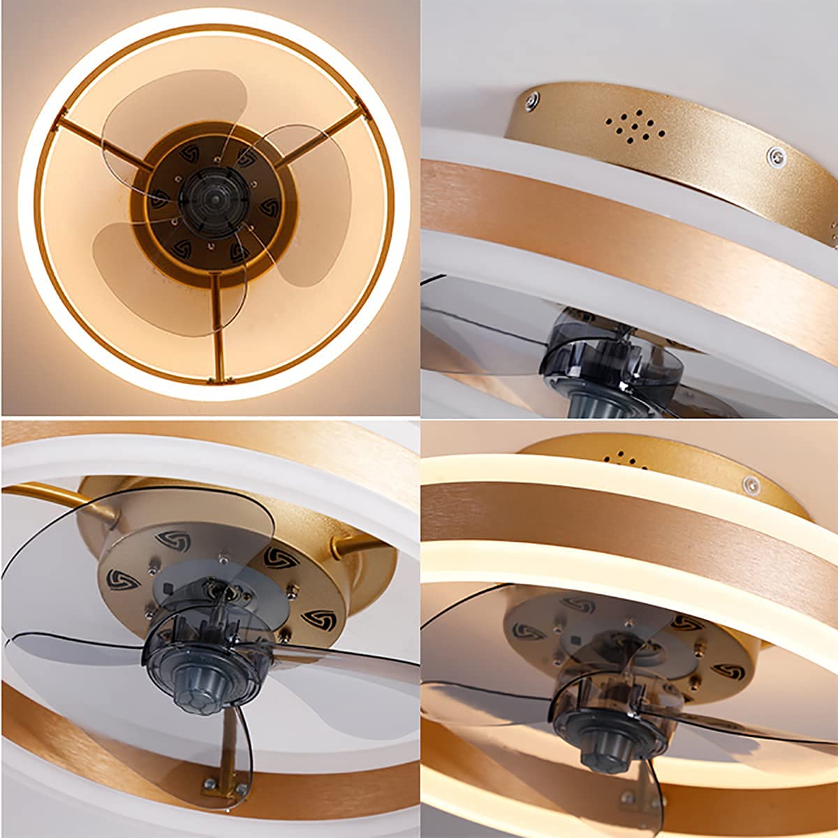 Ventilatore da soffitto reversibile con luci Ventilatore da soffitto moderno a led con telecomando Plafoniere ad anello per soggiorno Camera da letto Lampadari da salotto Fan Lampada da soffitto (bi