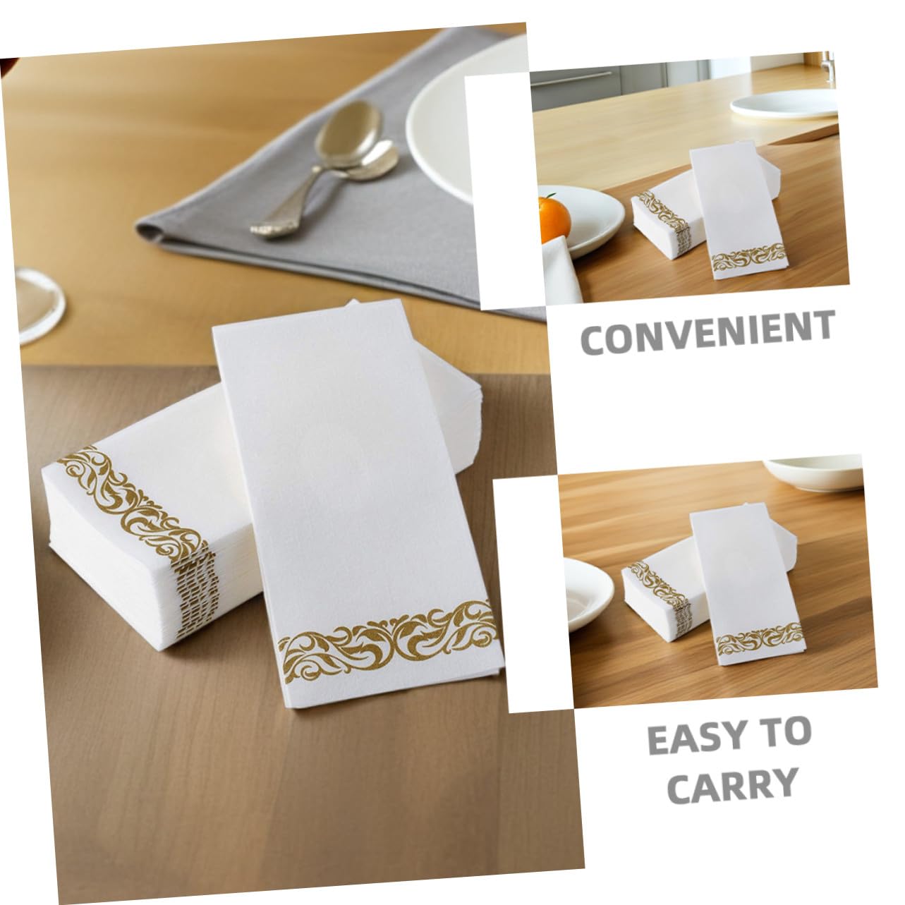 75 Stück Bedruckte Papierservietten Fach Gefaltet Elegante Europäische Stil Servietten mit Goldmuster für Hochzeiten Partys und Alltagsgebrauch