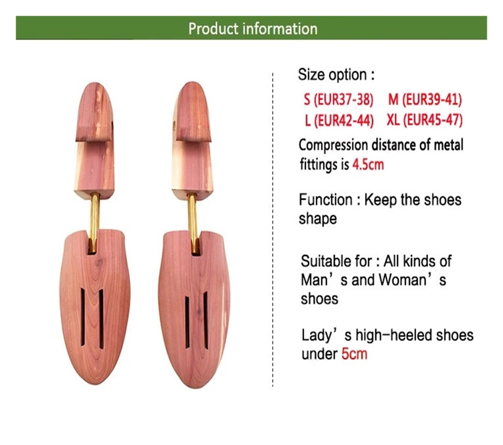 Árbol de Zapatos de Madera Ajustable de un Solo Tubo for Hombres y Mujeres Adecuado para Botas O Zapatillas De Deporte(M(EUR39-41))