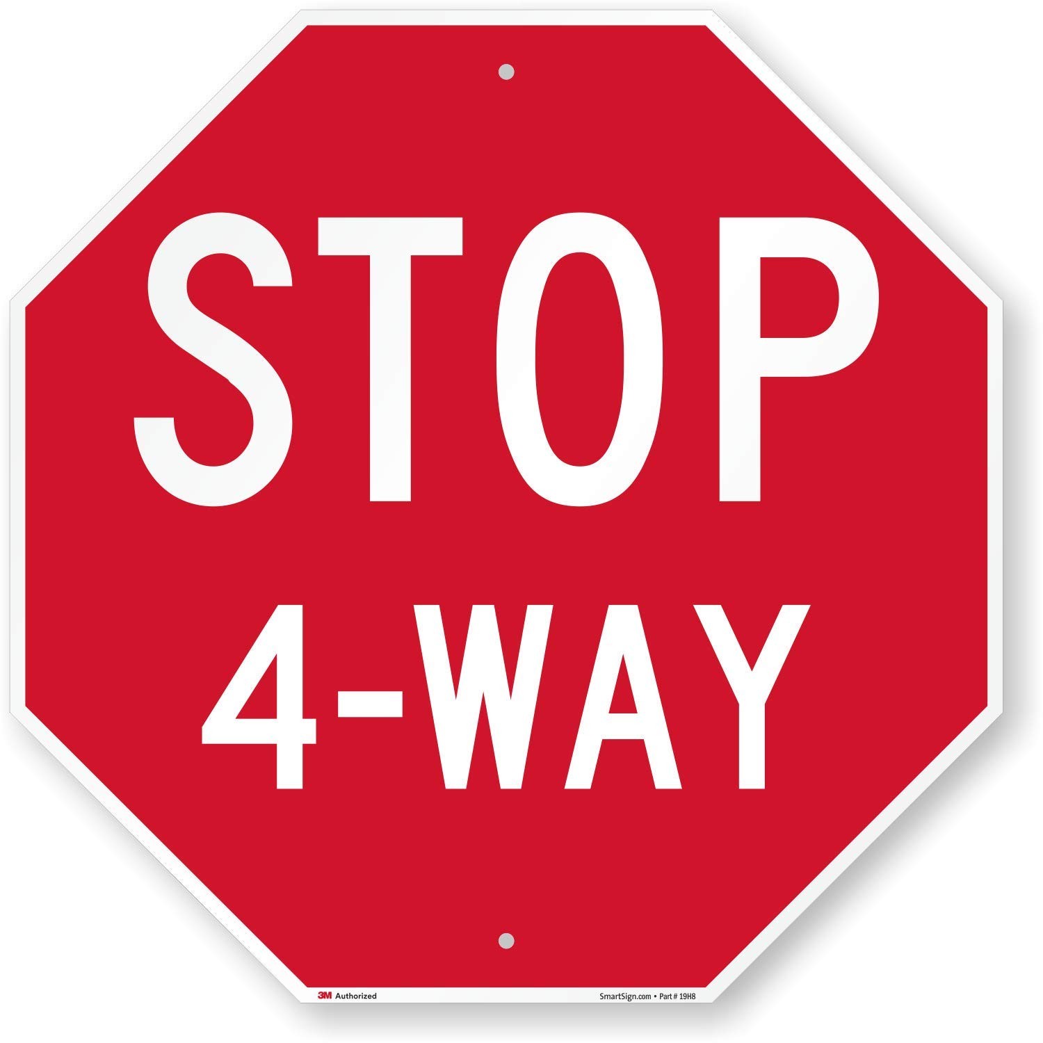 SmartSign"Stop 4-Way" Sign | 24" x 24" 3M Engineer Grade Reflective Aluminum, Made in USA