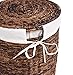 Seagrass Laundry Hamper with Liner | Round Clothes Bin with Lid | Cut-Out Handles for Easy Transport | Includes Machine Washable Canvas Liner | Espresso
