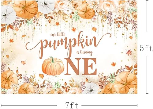 Miniatura 3 de Fondo de calabaza para el primer cumpleaños, decoración de otoño con diseño de calabaza para el primer cumpleaños, pancarta con texto en inglés "Our