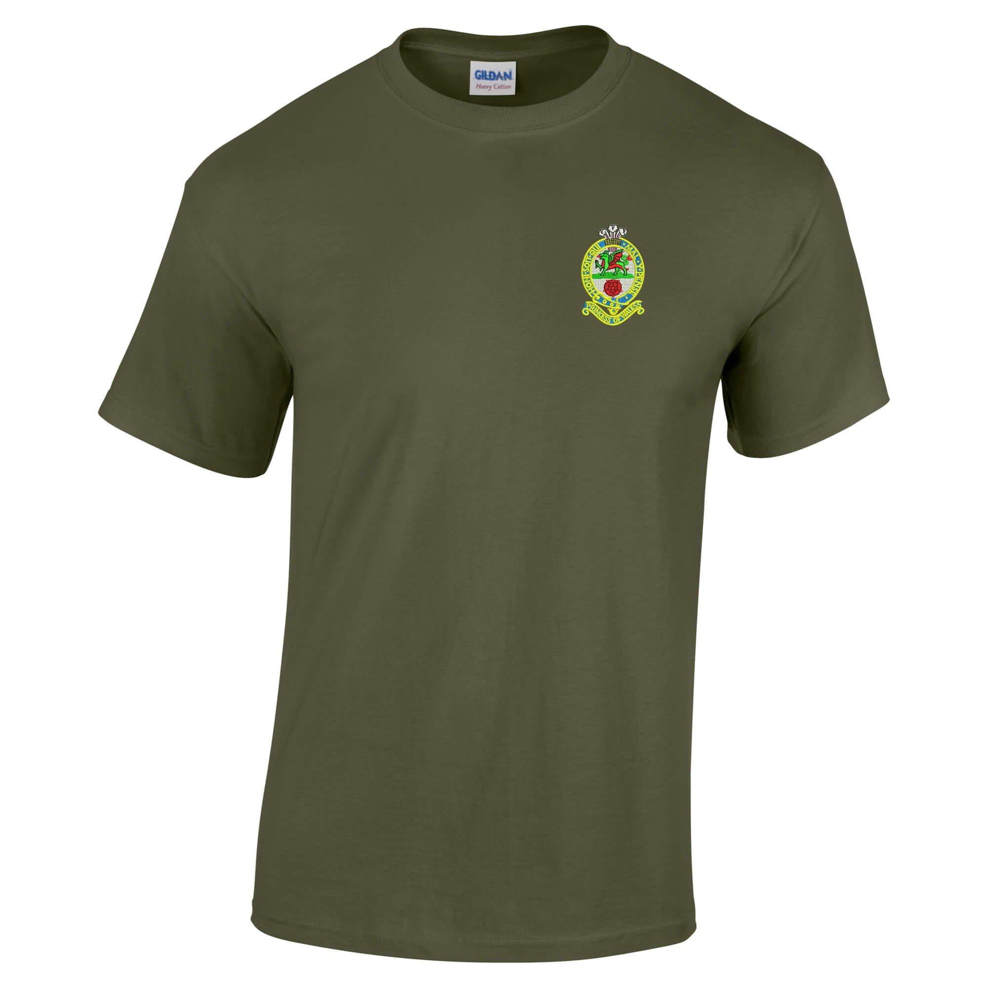 Pineapple Joe's Men's Green Princess Of Wales's Royal Regit Embroidered T-Shirt - Military - Medium