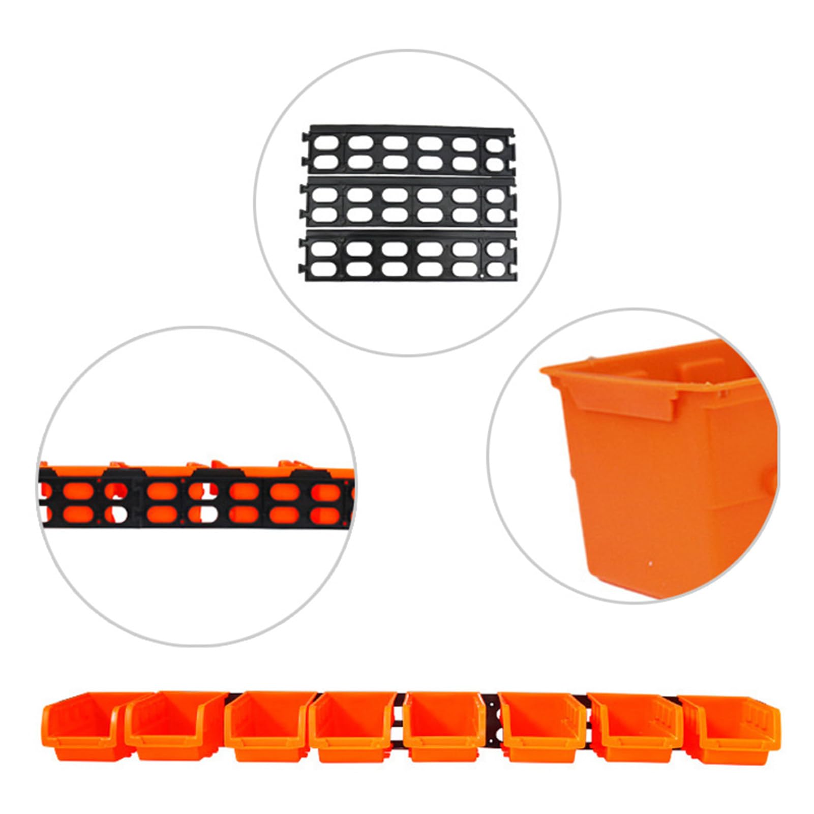 Caja de Almacenamiento Montada en la Pared, 8 Contenedores Apilables con 3 Rieles, Organizador Colgante para Tornillos, Tuercas, Pernos y Clavos, Capacidad de 22 Lbs/10 Kg,