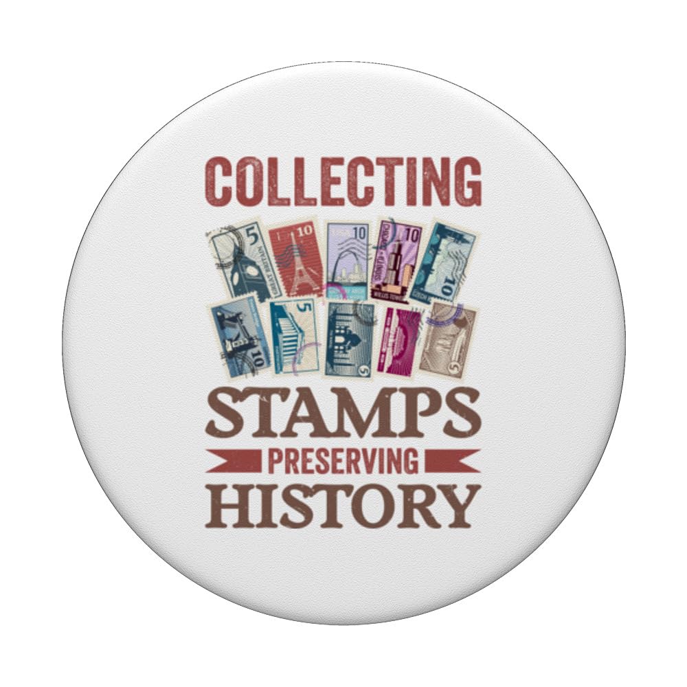 Stamp Collecting Passion Postage Stamp Collection Philately PopSockets Swappable PopGrip, Black - Image 3