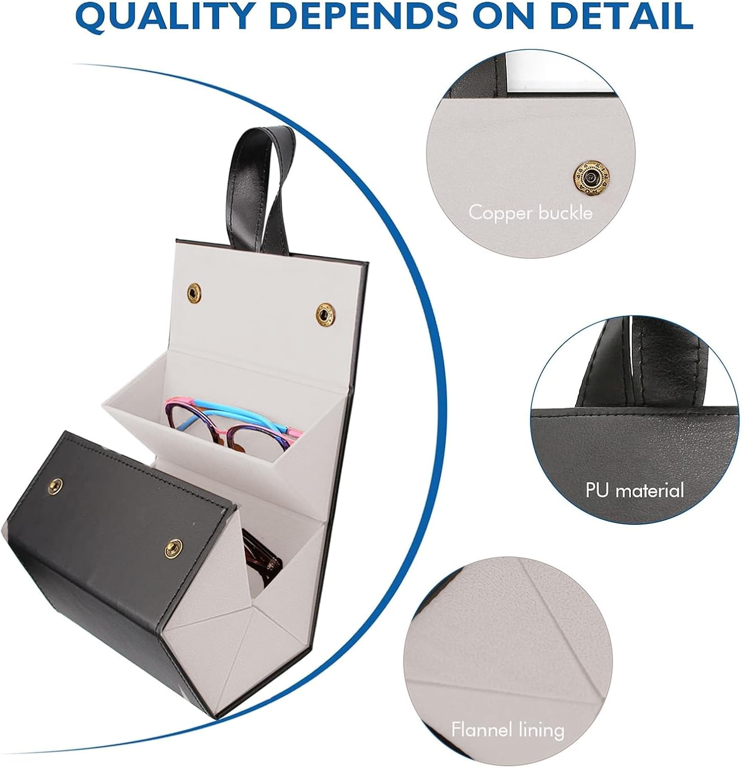 Travel Sunglasses Organizer - 4 or 6 Slot Case for Multiple Pairs