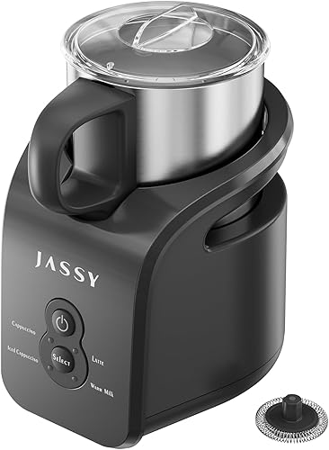 Espumador de leche y vaporizador, vaporizador de leche eléctrico automático 4 en 1, potente espuma, 10.1 onzas10.1 fl oz, máquina de espuma