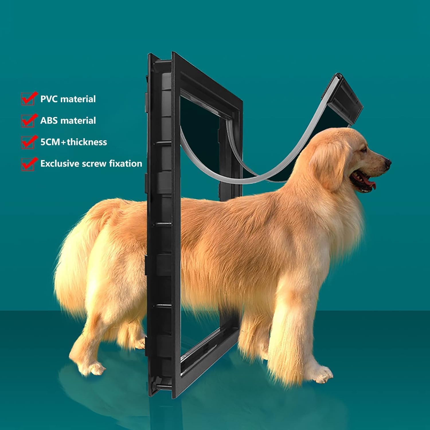 Extra große Hundeklappe mit Flexibler, transparenter Magnetklappe und aufsteckbarem Verschlusspanel für Innen- und Außentüren