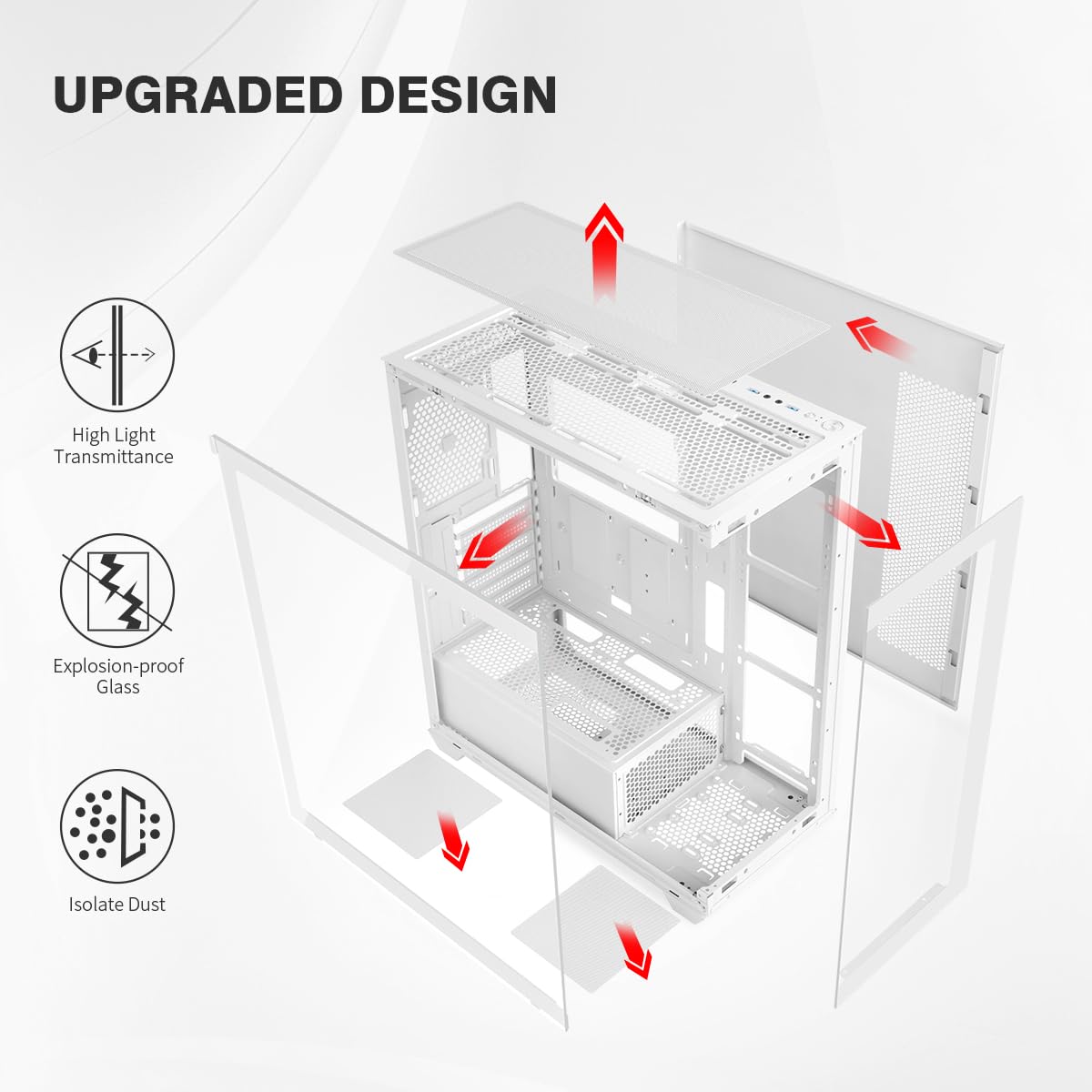 RUIX OV603 ATX Mid-Tower PC Case - Large Capacity Gaming Case - Dettaglio