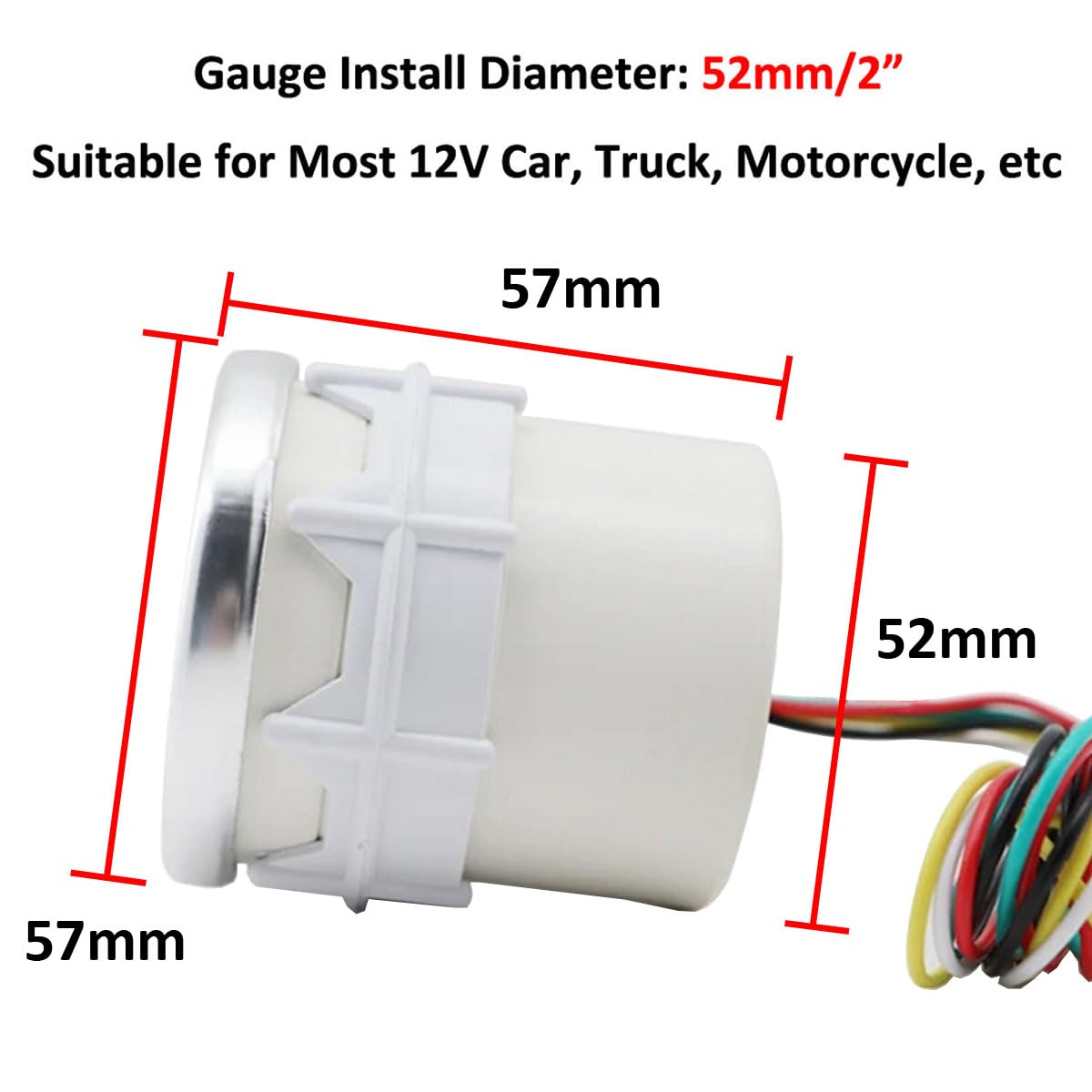 Indicatore della Temperatura dell'olio per Auto 52mm Olio Temperatura Manometro Con Sensore 12V Bianco Luce Puntatore Olio Termometro Calibro Liquido Misuratore