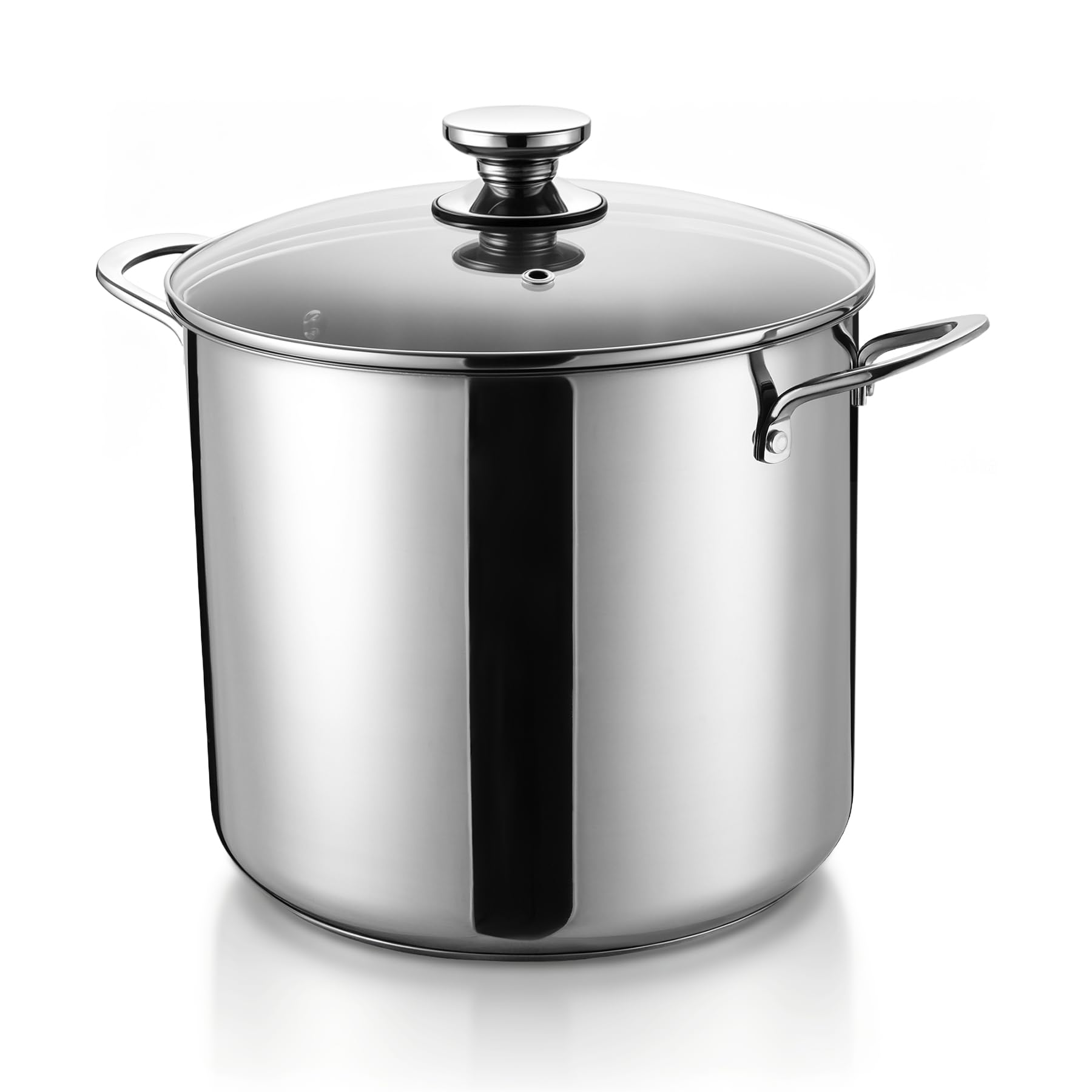 HaWare Cooking Pot, 14.8L Extra Large Stainless Steel Stock Pot with Clear Lid, 24cm Tri-Ply Bottom Stockpot for Pasta/Meat/Soup, Suit for Induction/Electric/Gas/Ceramic, Healthy & Easy Clean