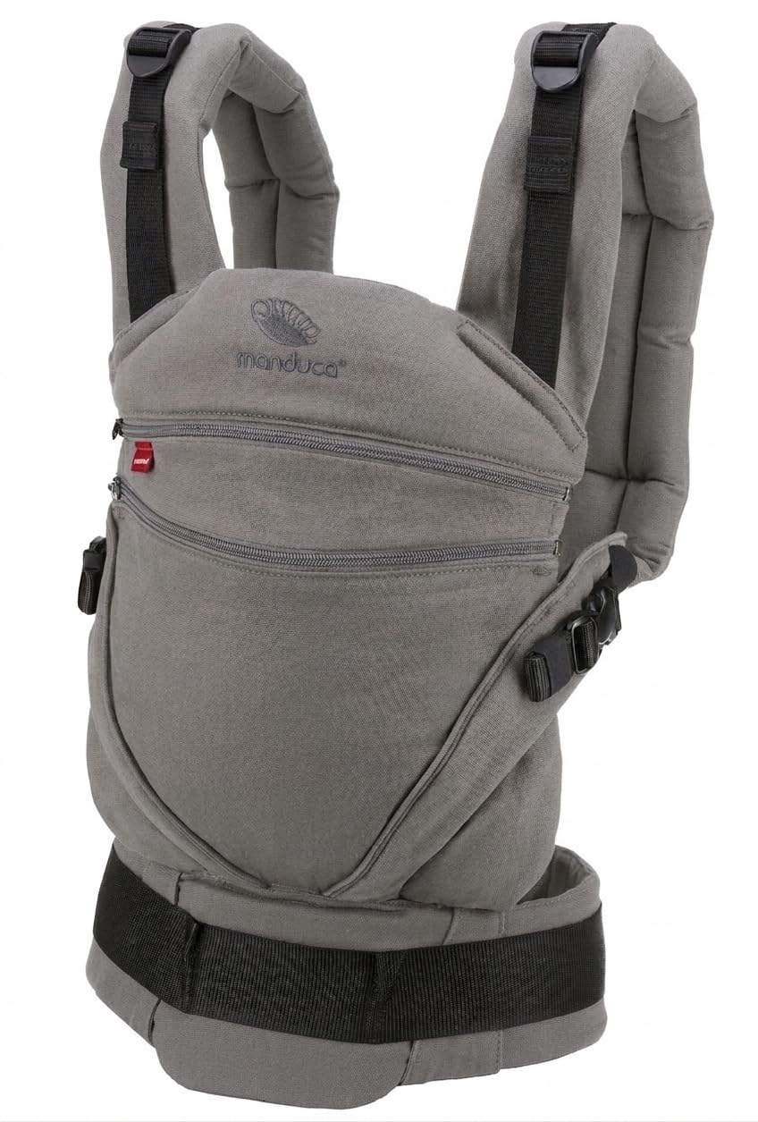 Portabebés Manduca XT, asiento ajustable, apto desde el nacimiento, fabricado en algodón orgánico con 3 posiciones de transporte, melange grey