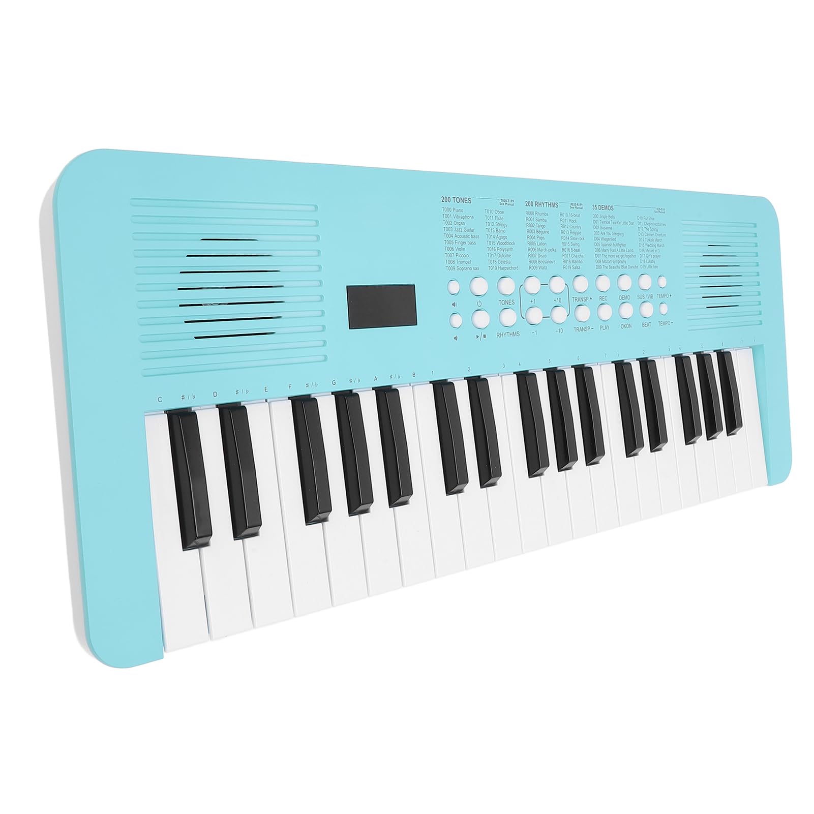 CHICIRIS 37-klawiszowa Klawiatura Elektroniczna, Wielofunkcyjne Pianino Cyfrowe z 200 Tonami, 200 Rytmami, 35 Wersji Demonstracyjnych, dla Początkujących i Doświadczonych Graczy (BLUE)