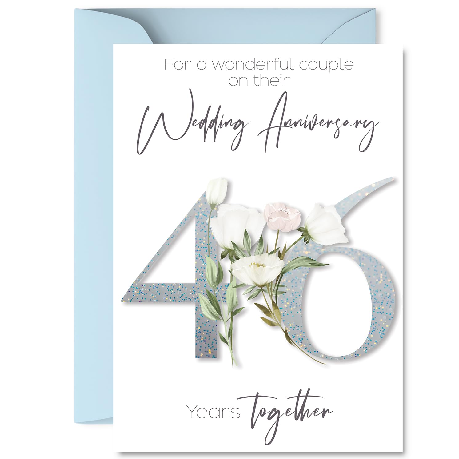 46th Anniversary Card for Women and Men, Fancy Floral Flowers