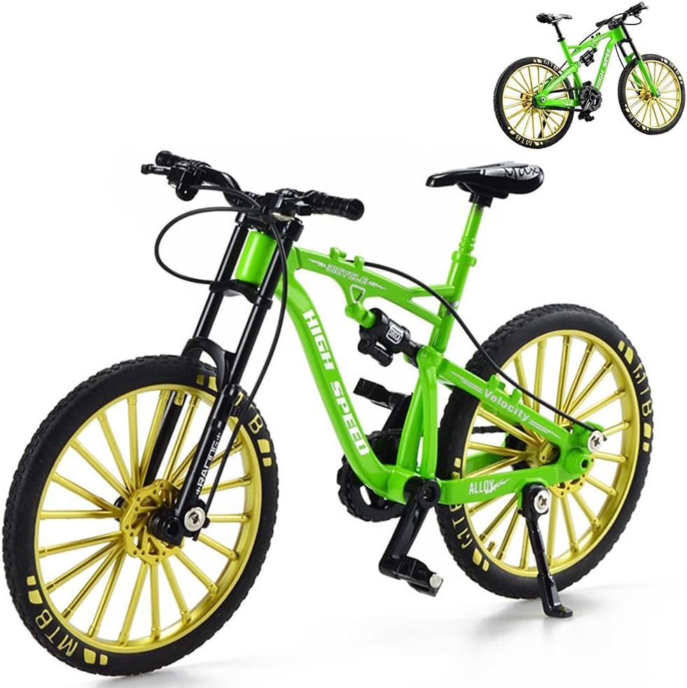 CRTLNYH Finger Mountain Bike, Finger Bicycle Model,Mountain Bike Model,Mini Bicycle Alloy Bicycle Model,Learning Game,Birthday Party Gift,17.8 * 10.8 * 6CM (green)