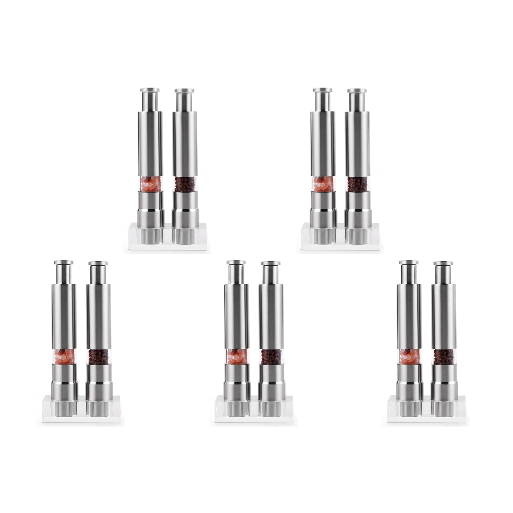 Salz und Pfeffer Set Von 10, Pfeffer Salzstreuer Aus Edelstahl Druck Knopf Manuelles Glassalz und Pfeffer Set