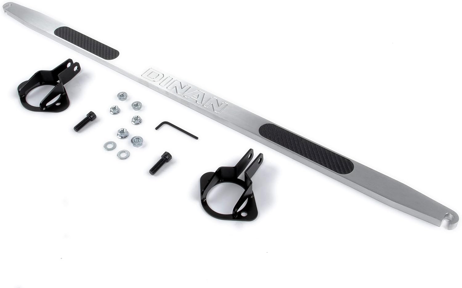 Dinan D180-0461 Rear Shock Tower Brace Brushed Aluminum with Carbon Fiber Inlays