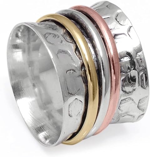 Miniatura 92 de Veracity Jewelry Sterling Silver Fidget Ring Spinner Ring Anxiety Relieving Rings For Unisex Meditation Thumb Worry Healing Birthday Promise Band