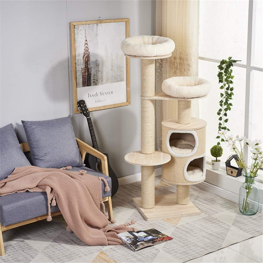 Cat Tree Tower Cat Toy Cat Litter House Pet Toy Cat Supplies Cat Climbing Tree Solid Wood Sisal
