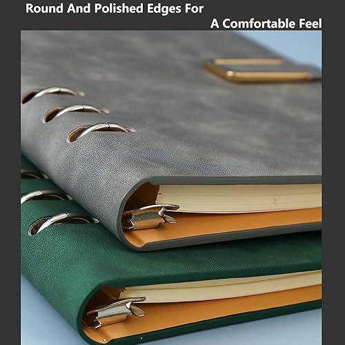 Miniatura 8 de SEIWEI Carpeta de piel sintética A5, cuaderno personal recargable, 100 hojas200 páginas, planificador de presupuesto, cuaderno de escritura, diario,