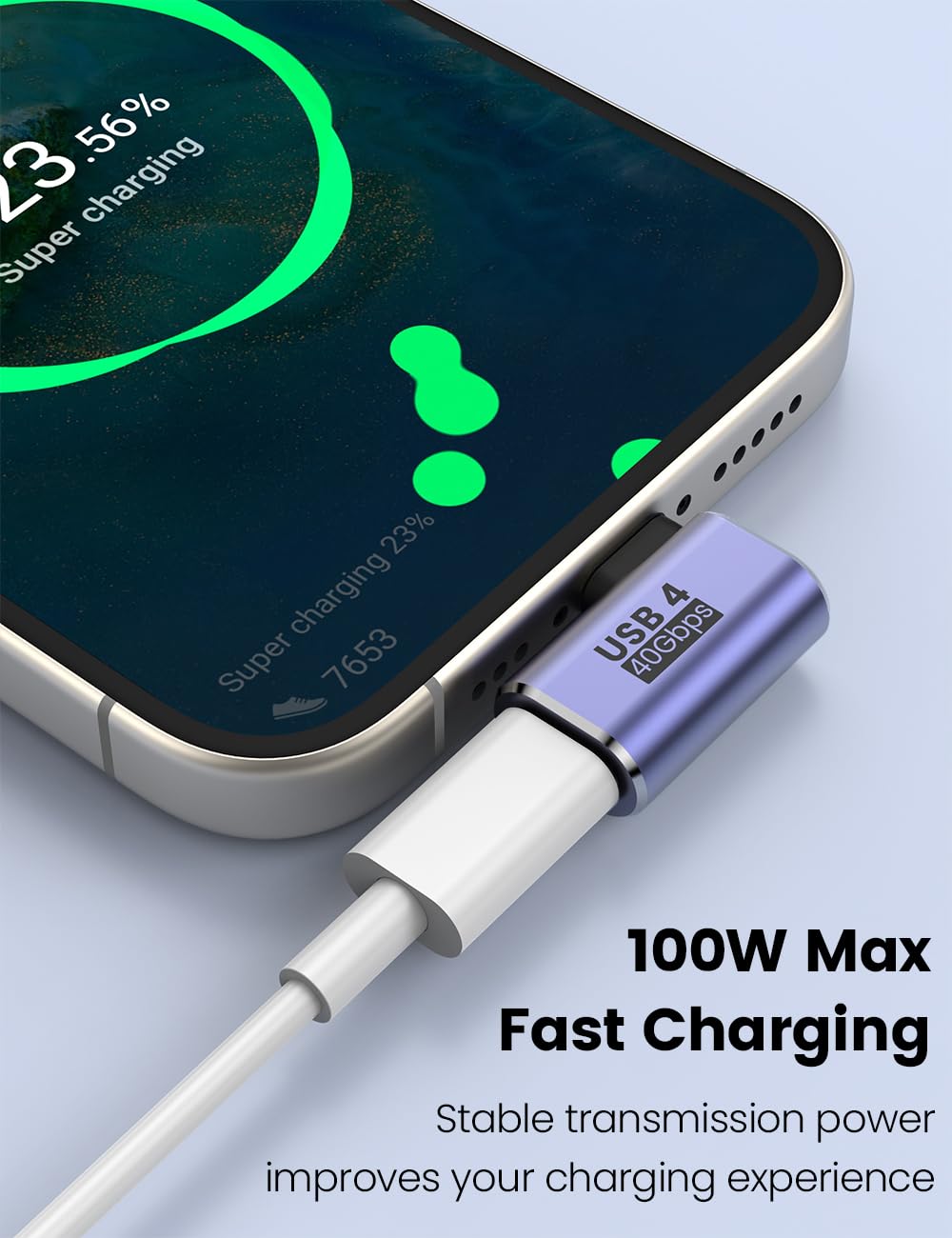 MOGOOD 90 gradi USB C adattatore 100W (2 pacchetti), 40Gbps Tipo C maschio a Tipo C femmina adattatore, compatibilità con Thunderbolt4, Laptop, Steam Deck, iPad Mini, Galaxy S25, MacBook, Smart Tablet