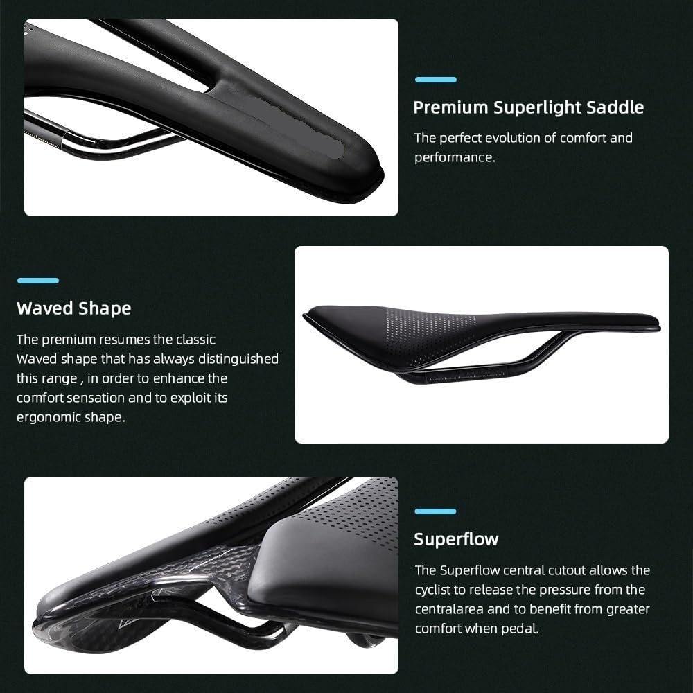 Full Carbon Bike Saddle Ultralight Oval Carbon Rails Seating Saddles Road Bicycle Seating Cushion Cycling Parts(Full Carbon Base)