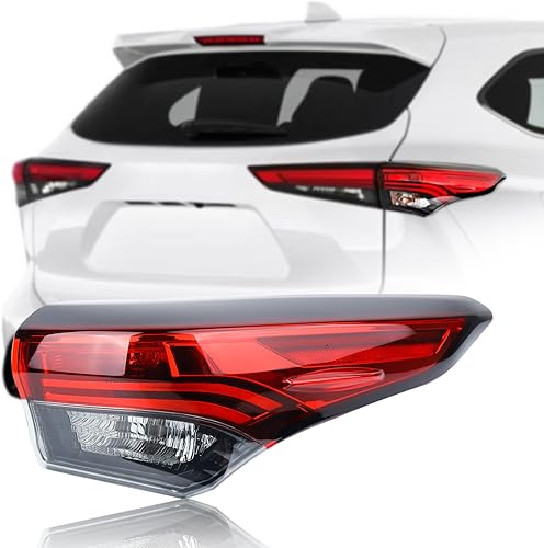 Miniatura 7 de Conjunto de lámpara trasera de freno exterior halógena con arnés de cable lado izquierdo del conductor compatible con Toyota Highlander 815600E230