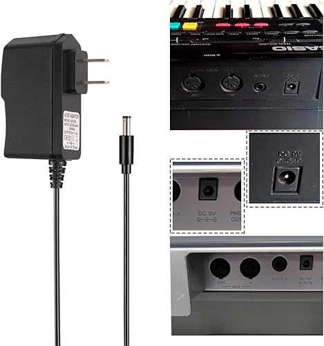 Miniatura 3 de Adaptador de fuente de alimentación de 9V 1A AC/DC para teclado Casio AD-5 AD-5MU AD-5MR WK-110 WK-200 LK-43 LK-100 LK-220 CTK-496 CTK-573 CTK-700